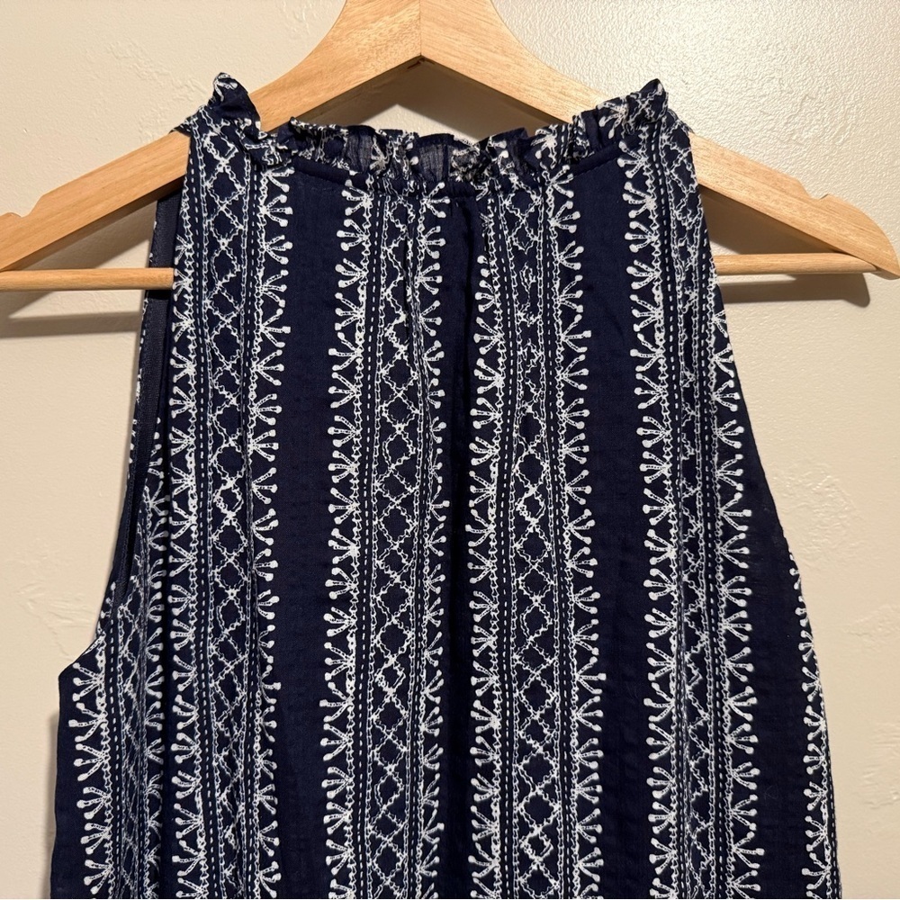 Anthropologie THML Navy, Red & White Embroidered Swing Dress Tassel Accents Med - Picture 13 of 14